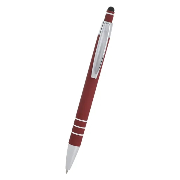 5 1/2" plunger-action pen with rubberized aluminum body and stylus on... from ASI 61125 Hit Promotional Products / Hit®