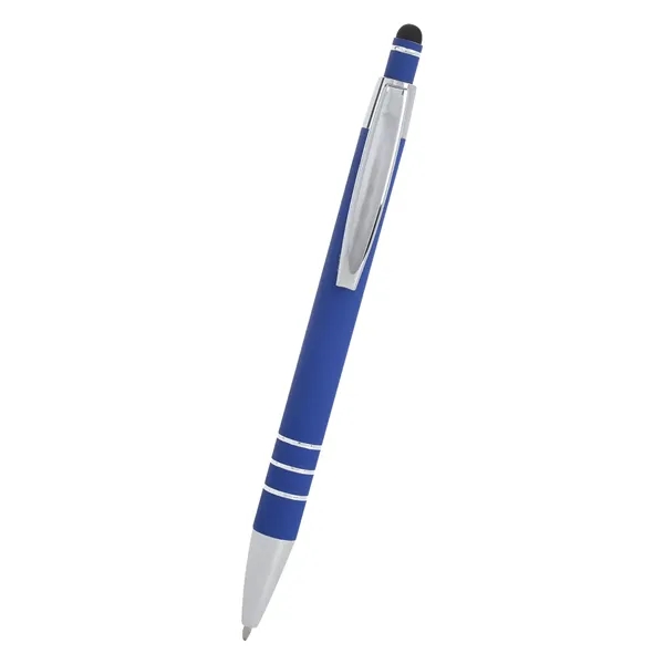 5 1/2" plunger-action pen with rubberized aluminum body and stylus on... from ASI 61125 Hit Promotional Products / Hit®
