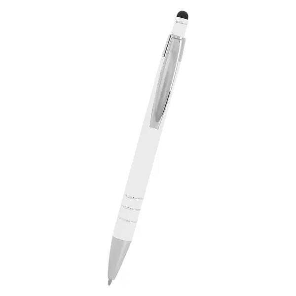 5 1/2" plunger-action pen with rubberized aluminum body and stylus on... from ASI 61125 Hit Promotional Products / Hit®