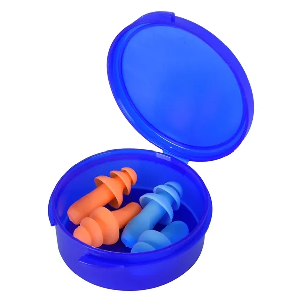 Ear plugs in a travel case for silencing the noise around... from ASI 61125 Hit Promotional Products / Hit®