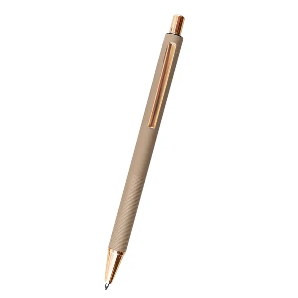5.5" aluminum Harlow plunger-action pen with rose gold accents and pocket... from ASI 61125 Hit Promotional Products / Hit®