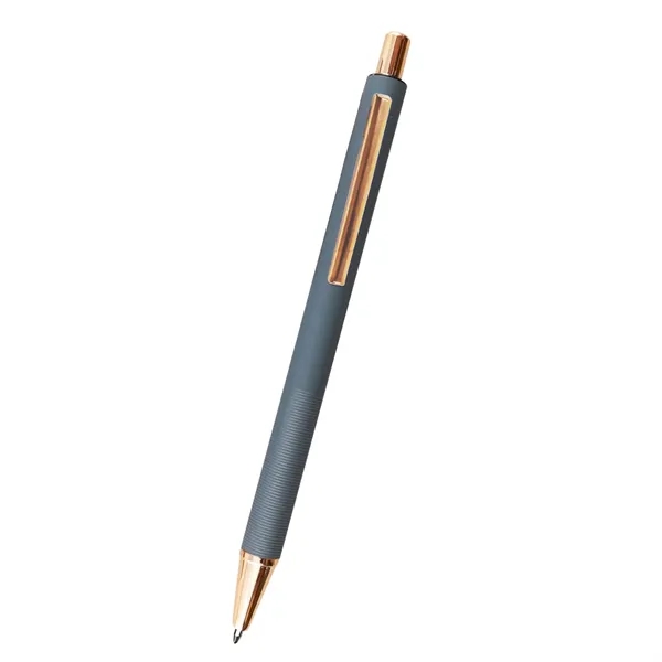5.5" aluminum Harlow plunger-action pen with rose gold accents and pocket... from ASI 61125 Hit Promotional Products / Hit®