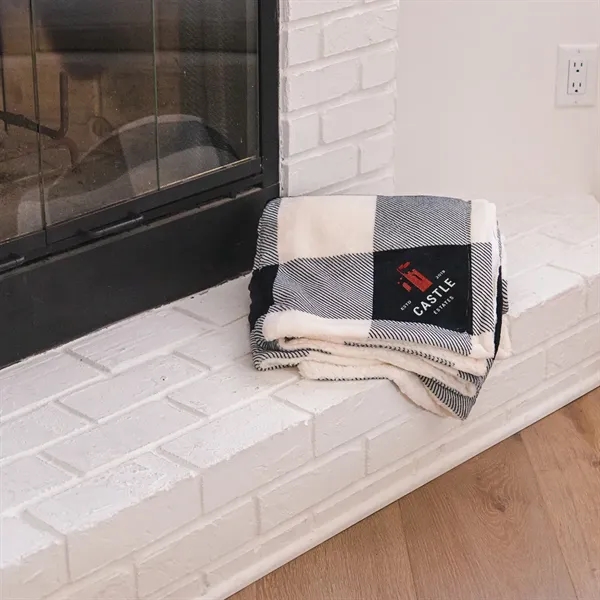 Buffalo plaid Sherpa blanket for keeping warm and adding a unique... from ASI 61125 Hit Promotional Products / Hit®