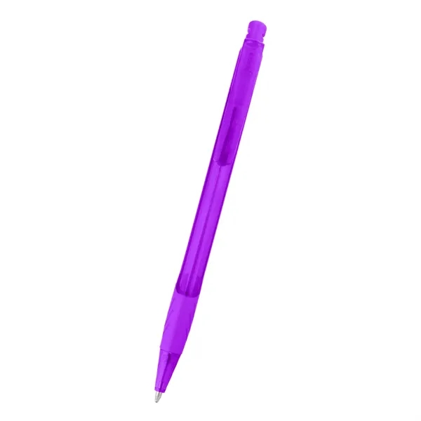 Plastic plunger-action pen with rubber grip section.... from ASI 61125 Hit Promotional Products / Hit®
