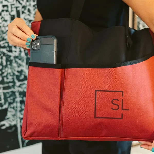 3.5" x 13" x 15" 600 Denier heathered tote bag with... from ASI 61125 Hit Promotional Products / Hit®