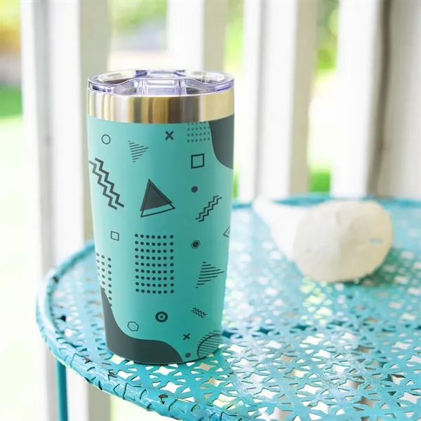 20 oz. double wall insulated stainless steel tumbler with snap-on, spill-resistant... from ASI 61125 Hit Promotional Products / Hit®