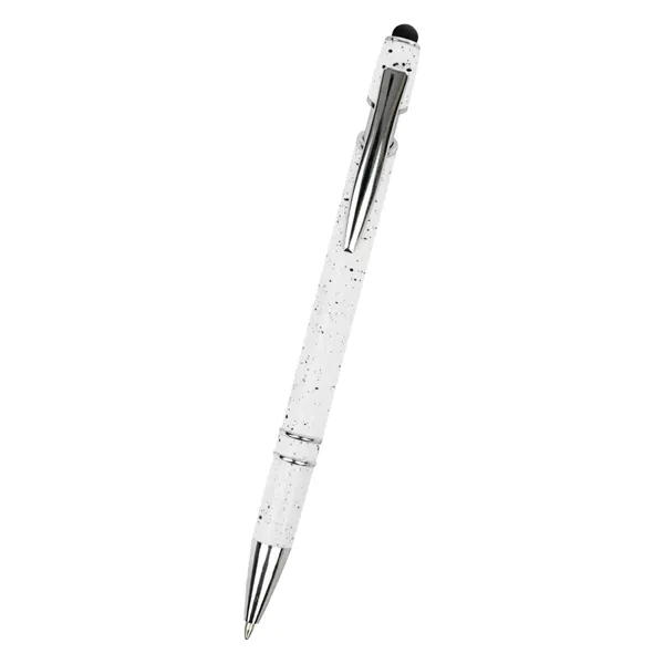 Plunger action pen with white flecked barrel, metal tip and clip... from ASI 61125 Hit Promotional Products / Hit®