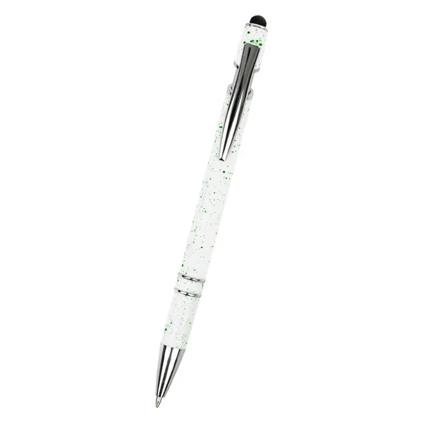 Plunger action pen with white flecked barrel, metal tip and clip... from ASI 61125 Hit Promotional Products / Hit®