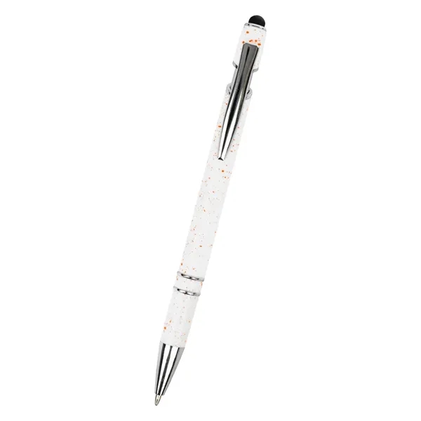 Plunger action pen with white flecked barrel, metal tip and clip... from ASI 61125 Hit Promotional Products / Hit®