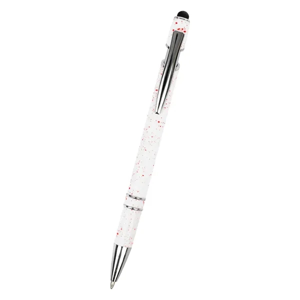 Plunger action pen with white flecked barrel, metal tip and clip... from ASI 61125 Hit Promotional Products / Hit®