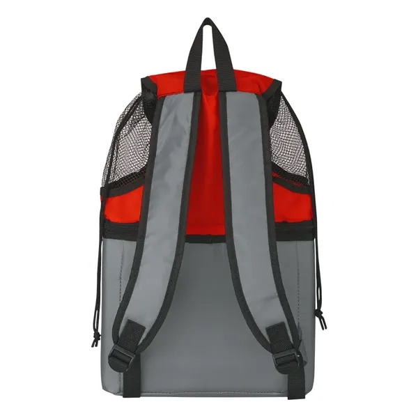 Beach backpack with mesh top compartment and adjustable padded shoulder straps.... from ASI 61125 Hit Promotional Products / Hit®