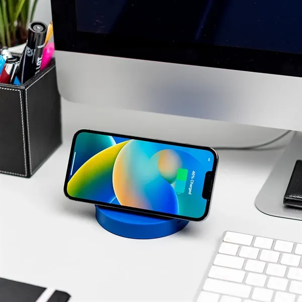 Wireless charger and phone stand with a type-C input and cord... from ASI 61125 Hit Promotional Products / Hit®