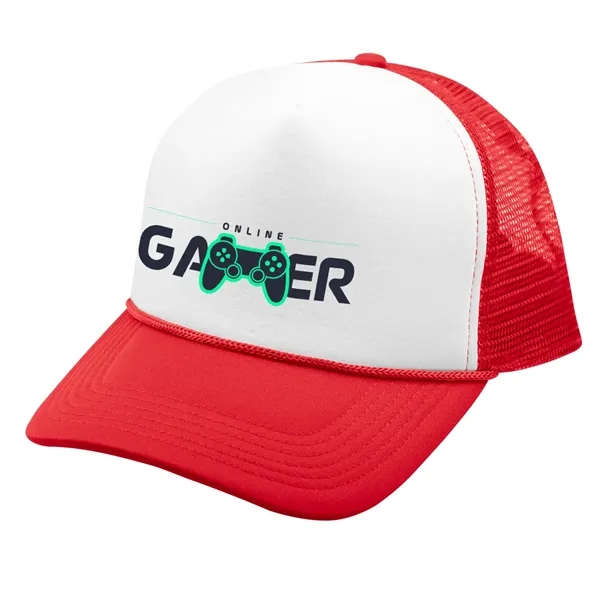 Trucker cap with a five-panel design, structured crown, pre-curved visor, adjustable... from ASI 61125 Hit Promotional Products / Hit®