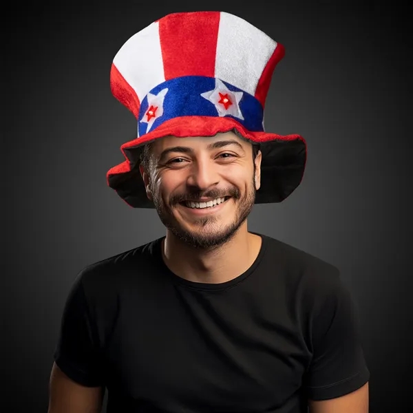 Uncle Sam patriotic top hat with flashing LED lights.... from ASI 42016 Brighter Promotions Inc