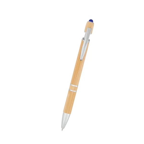 Bamboo ballpoint pen with plunger action mechanism and touchscreen stylus.... from ASI 61125 Hit Promotional Products / Hit®