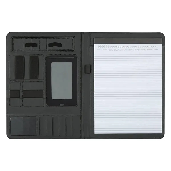 Polyester heather padfolio with 30 lined pages and various slots for... from ASI 61125 Hit Promotional Products / Hit®