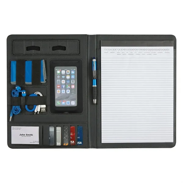 Polyester heather padfolio with 30 lined pages and various slots for... from ASI 61125 Hit Promotional Products / Hit®