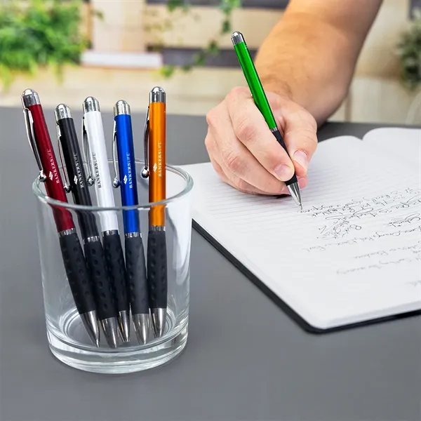 Twist-action ballpoint pen with fidget roller ball topper.... from ASI 61125 Hit Promotional Products / Hit®