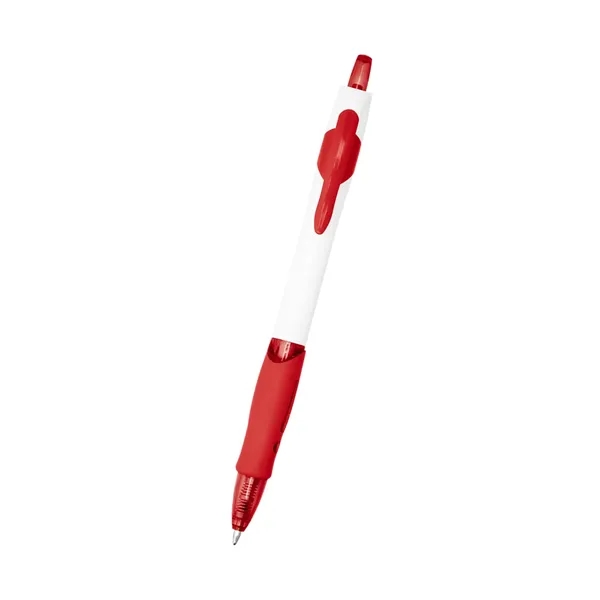 Plunger action ballpoint pen with a rubber grip.... from ASI 61125 Hit Promotional Products / Hit®