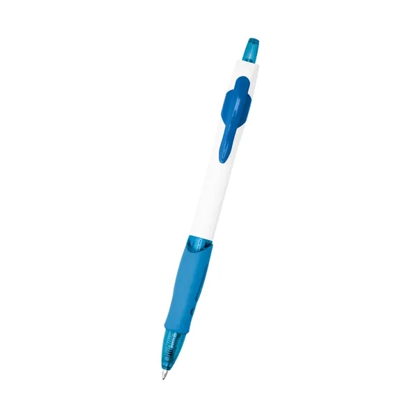 Plunger action ballpoint pen with a rubber grip.... from ASI 61125 Hit Promotional Products / Hit®