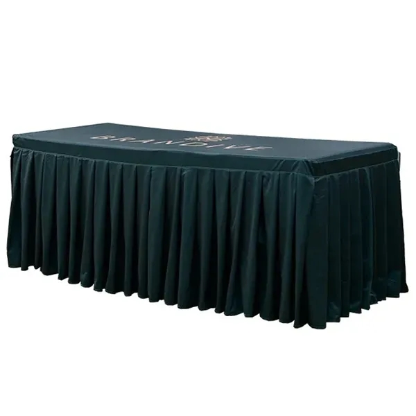 Custom and durable table skirt with a top panel connected.... from ASI 66230 Landes Inc