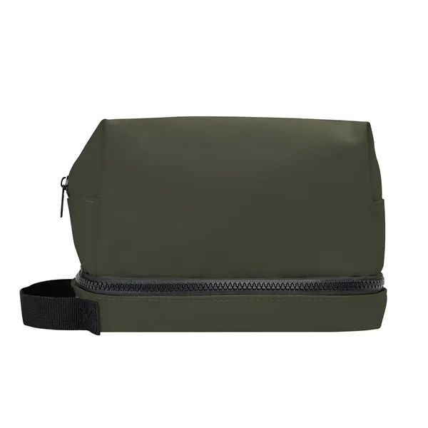 6.5" x 9" recycled polyester cosmetics bag with zipper compartments and... from ASI 61125 Hit Promotional Products / Hit®