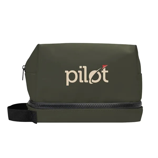 6.5" x 9" recycled polyester cosmetics bag with zipper compartments and... from ASI 61125 Hit Promotional Products / Hit®