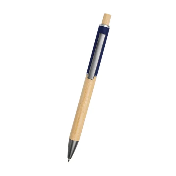 Bamboo ballpoint pen with plunger action mechanism and slow-write low viscosity... from ASI 61125 Hit Promotional Products / Hit®