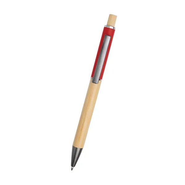Bamboo ballpoint pen with plunger action mechanism and slow-write low viscosity... from ASI 61125 Hit Promotional Products / Hit®
