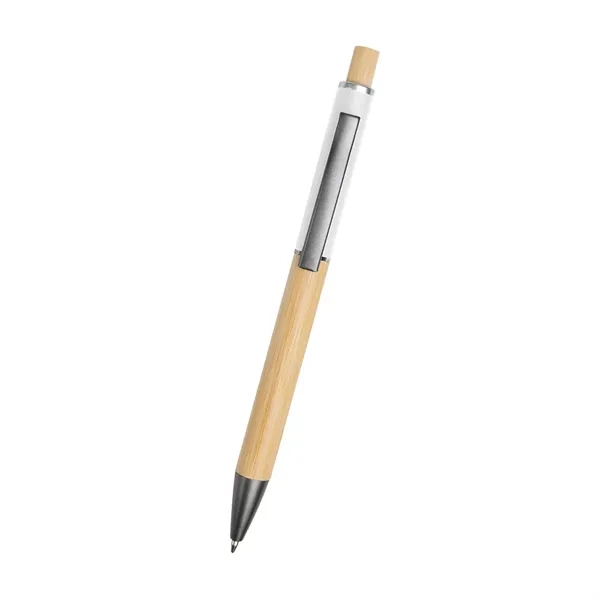 Bamboo ballpoint pen with plunger action mechanism and slow-write low viscosity... from ASI 61125 Hit Promotional Products / Hit®