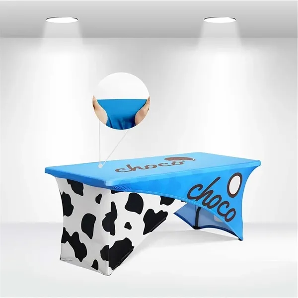 A versatile and stretchy 8' cross-over table cover for exhibitions.... from ASI 66230 Landes Inc