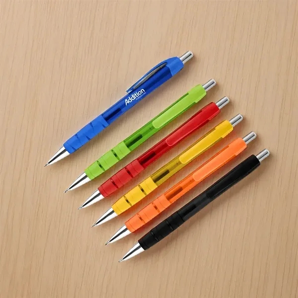 Plunger action ballpoint pen with rubber grip, made from recycled materials.... from ASI 61125 Hit Promotional Products / Hit®