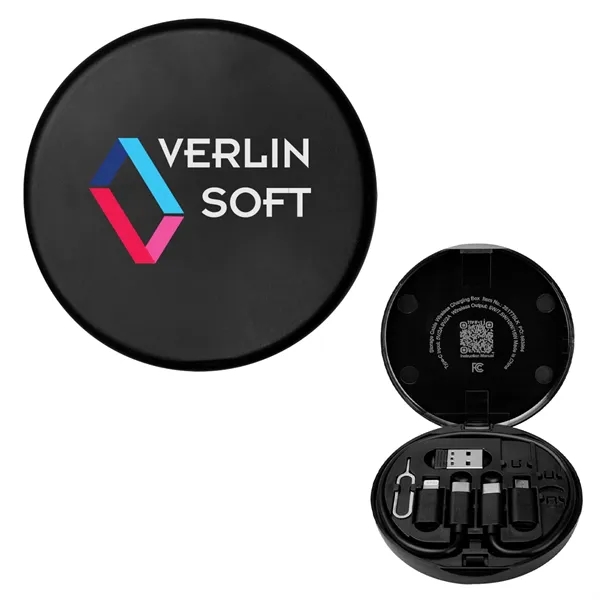 Charging cord and adapter set in a wireless charging case.... from ASI 61125 Hit Promotional Products / Hit®