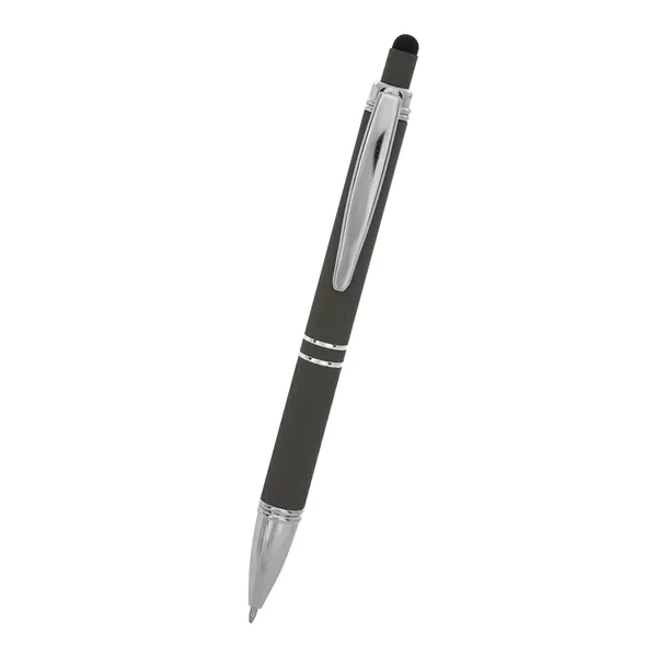 Quilted plunger-action stylus pen made of rubberized aluminum with a unique... from ASI 61125 Hit Promotional Products / Hit®