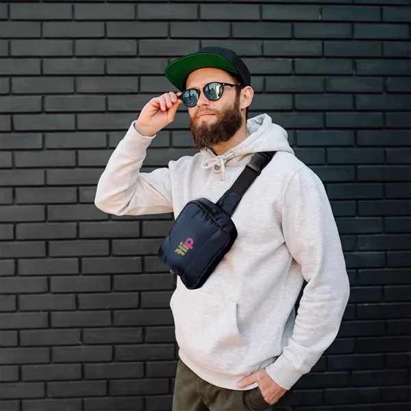 Belt bag with zippered main compartment, multiple pockets and an adjustable... from ASI 61125 Hit Promotional Products / Hit®