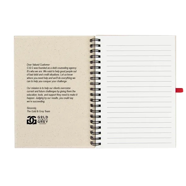 Spiral bound 70-page recycled paper notebook with elastic strap and pen... from ASI 61125 Hit Promotional Products / Hit®