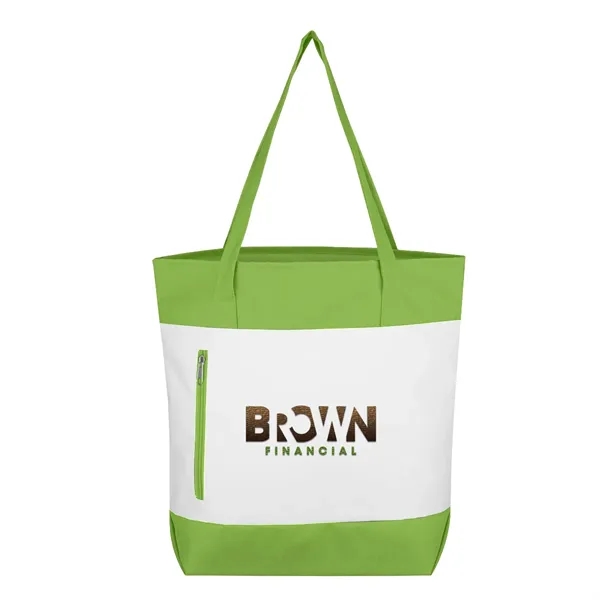 Tote bag with colored zippered side pocket and 23" handles... from ASI 61125 Hit Promotional Products / Hit®