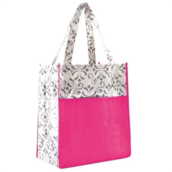 Non-woven polypropylene Chi shopper with a gusset, handles, and front slip... from ASI 93990 IMAGEN Brands