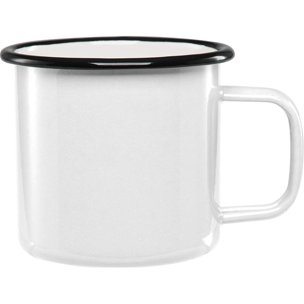 16 oz. mug with enamel-metal composition, white interior and rolled black... from ASI 71920 Moderne Glass Company Inc / Glass America®