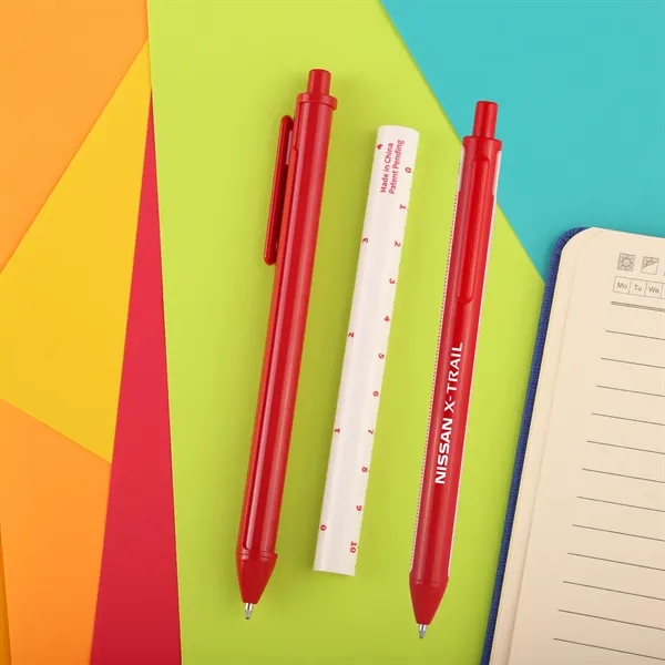Retractable ballpoint pen with detachable ruler in both cm and inch... from ASI 52840 Evans Manufacturing