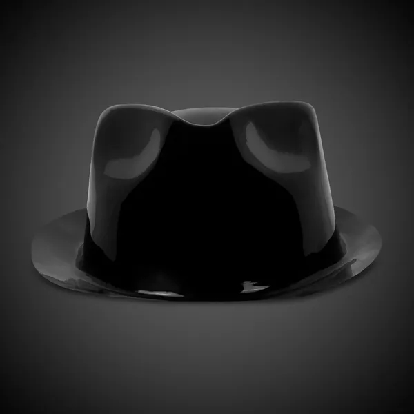 Black plastic gangster-style fedora hat.... from ASI 42016 Brighter Promotions Inc / Chemical Light™