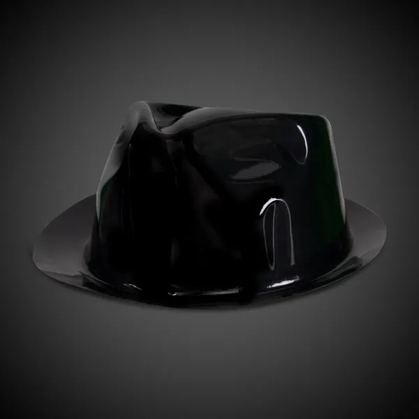 Black plastic gangster-style fedora hat.... from ASI 42016 Brighter Promotions Inc / Chemical Light™