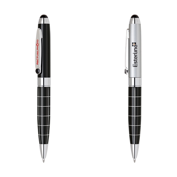 Brass twist-action ballpoint pen with a diamond cut grid design, enamel... from ASI 68190 Lungsal / Lungsal