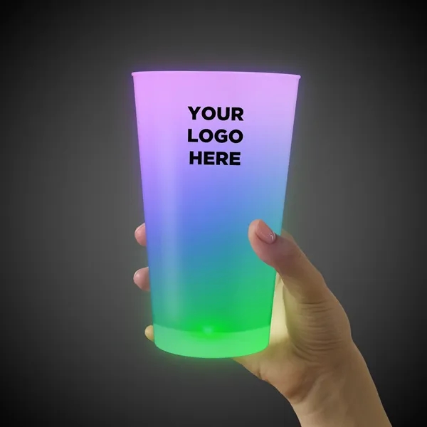 16 oz. opaque white plastic cup with built-in LED lights, in... from ASI 42016 Brighter Promotions Inc