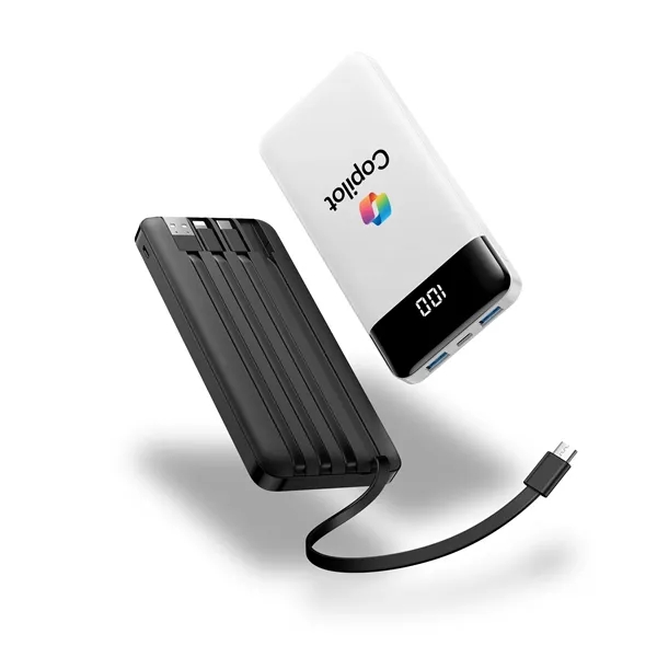 Slim 10,000mAh Power Bank with Built-In Cables... from ASI 91435 Tomax USA