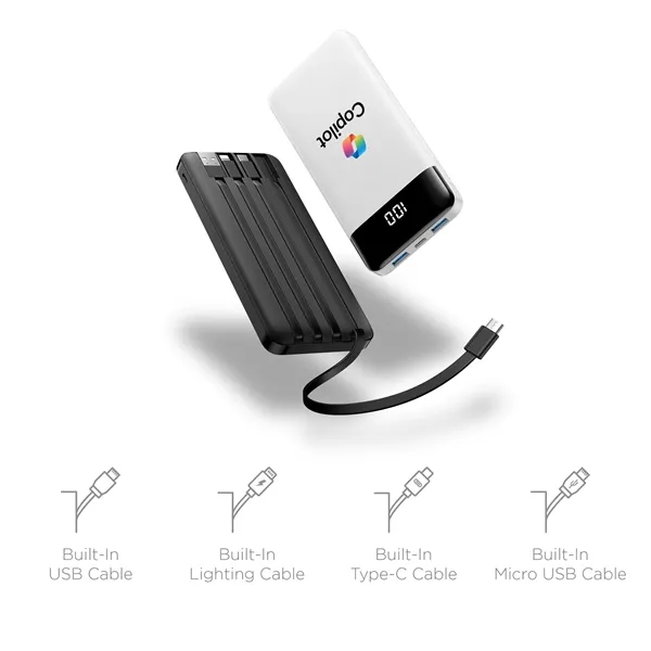 Slim 10,000mAh Power Bank with Built-In Cables... from ASI 91435 Tomax USA