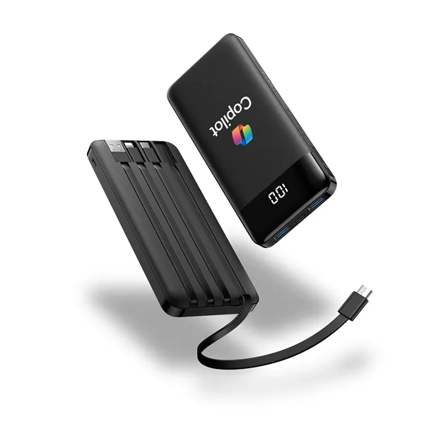 Slim 10,000mAh Power Bank with Built-In Cables... from ASI 91435 Tomax USA