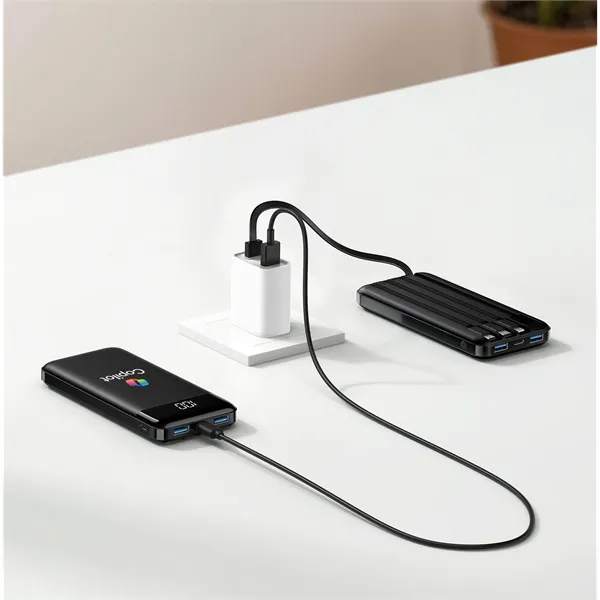 Slim 10,000mAh Power Bank with Built-In Cables... from ASI 91435 Tomax USA