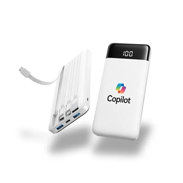 Slim 10,000mAh Power Bank with Built-In Cables... from ASI 91435 Tomax USA