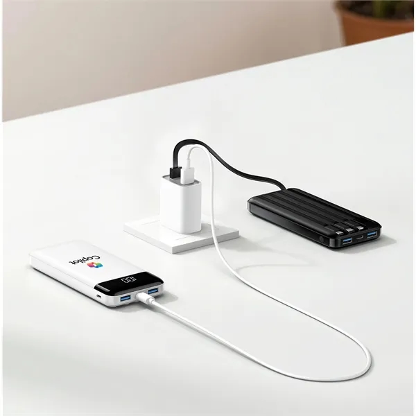 Slim 10,000mAh Power Bank with Built-In Cables... from ASI 91435 Tomax USA